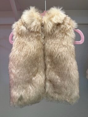 Starting Out Plush Vest in Light Pink and Cream